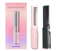 Pobre de lisser les cheveux portables - Brosse chauffée sans fil rechargeable USB, sécurité anti-baldde | Outil de style compact avec fonction de curling pour les retouches de cheveux rapides, routine