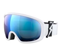 Masque POC Fovea blanc avec lentille Clarity Highly Intense Partly Sunny Blue