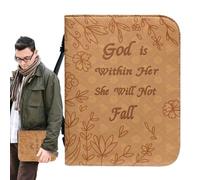 Pocarbero Couverture Bible PU Bible En Cuir PU Fermeture À Glissière | Sac De Protection De Livre Robuste Pour Hommes, Couverture Biblique Avec Poignée, Idéal Pour La Lecture Des Amants,