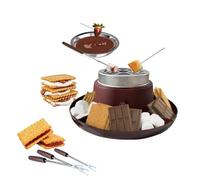 POCDUUA Ensemble 2 en 1 pour Fondue Au Chocolat Électrique, Kit pour Griller Les Guimauves avec 4 Plateaux Amovibles Et Décorations De Desserts À Faire Soi-même pour Les Anniversaires.,A