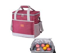 POCDUUA Wasserdichte Picknicktasche, 3-lagig Isolierte Kühltasche Mit Tragegurten, Für Outdoor-Aktivitäten Wie Camping, Picknick, Reisen Und Grillen, 8 Mm Perlbaumwolle + PEVA-Material,25L,Red