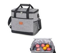 POCDUUA Wasserdichte Picknicktasche, 3-lagig Isolierte Kühltasche Mit Tragegurten, Für Outdoor-Aktivitäten Wie Camping, Picknick, Reisen Und Grillen, 8 Mm Perlbaumwolle + PEVA-Material,15L,Grey