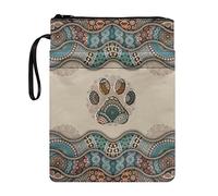 Poceacles Boho - Couverture de livre en polyester - Motif pattes de chien - Couverture rigide - Pour les amateurs de livres - Bible, enseignants, élèves