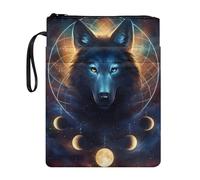 Poceacles Cosmic Wolf Pattern Sleeve for Lovers - Housse de protection pour dos de papier - En polyester durable