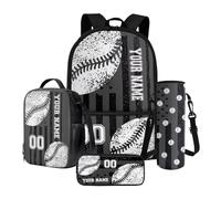 Poceacles Ensemble sac à dos et sac à déjeuner personnalisés pour filles et garçons, ensemble de 4 pièces comprenant un sac à dos léger, une boîte à déjeuner, une trousse à crayons, une pochette pour