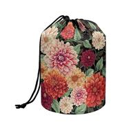 Poceacles Grande trousse de maquillage avec cordon de serrage pour femme - Grande trousse de toilette portable - Sac de rangement, Boho Mandala Fleur Feuille, One Size