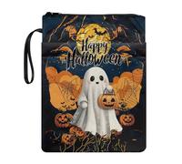 Poceacles Housse de protection lavable avec fermeture éclair pour livre de texte à couverture rigide Halloween Motif citrouille fantôme 29 x 22 cm