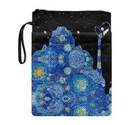 Poceacles Housse de protection lavable avec poche pour les amateurs de livre - Motif Van Gogh Nuit étoilée
