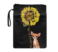 Poceacles Housse de protection lavable pour livre de poche Motif tournesol Chihuahua Noir