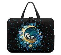 Poceacles Housse de protection pour ordinateur portable - Motif panda et lune - Pour voyage, étude, travail - En néoprène - Pour Netbook/Ultrabook - Noir