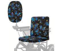 Poceacles Housse de siège de scooter de mobilité de 89,9 x 45,7 cm avec bord élastique pour fauteuil roulant électrique, protection professionnelle avec boucle réglable, imprimé papillon bleu et