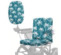 Poceacles Housse de siège de scooter de mobilité de 89,9 x 45,7 cm avec bord élastique pour fauteuil roulant électrique, protection professionnelle avec boucle réglable, imprimé palmier tropical, bleu