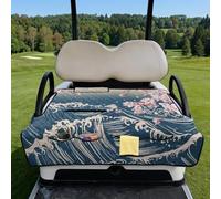 Poceacles Housse de siège de voiturette de golf pliable, facile à transporter, couverture portable pour sièges de 2 personnes, convient pour EZGO TXT/RXV, Club Car DS, motif oriental vague de mer