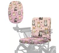 Poceacles Housse de siège pour fauteuil roulant électrique pour personnes âgées handicapées - Protection solaire et anti-poussière - Pour chaises électriques - Imprimé chat mignon - Rose dégradé
