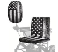 Poceacles Housse de siège pour fauteuil roulant électrique pour personnes âgées handicapées - Protection solaire et anti-poussière - Pour chaises électriques - Drapeau américain vintage - Noir