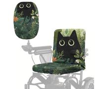 Poceacles Housse de siège pour fauteuil roulant électrique - Pour personnes âgées handicapées - Protection solaire et anti-poussière - Pour chaises électriques - Feuille de chat noire et verte