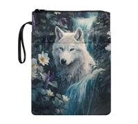 Poceacles Pochette de protection pour livre de poche à couverture rigide avec motif loup et fleurs - Sac de rangement pour les amateurs de livres, femmes, hommes