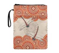 Poceacles Protège-livres avec libellules et imprimé mandala, sac de rangement avec fermeture éclair pour couverture souple, pour les amateurs de lecture, les adolescents et les adultes