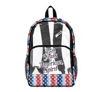 Poceacles Sac à dos transparent avec drapeau américain pour enfants - Sac à dos d'école patriotique en PVC transparent pour le 4 juillet, Imprimé 250 ans d'esprit américain, 17", Sac à dos daypack