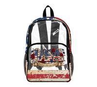 Poceacles Sac à dos transparent avec drapeau américain pour enfants - Sac à dos d'école patriotique en PVC transparent pour le 4 juillet, Imprimé drapeau américain rétro des États-Unis, 17", Sac à dos