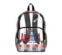 Poceacles Sac à dos transparent avec drapeau américain pour enfants - Sac à dos d'école patriotique en PVC transparent pour le 4 juillet, Imprimé floral américain 1776-2026, 17", Sac à dos daypack