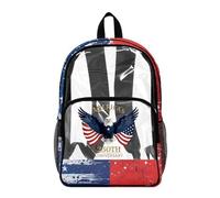 Poceacles Sac à dos transparent avec drapeau américain pour enfants - Sac à dos d'école patriotique en PVC transparent pour le 4 juillet, Imprimé drapeau américain aigle, 17", Sac à dos daypack