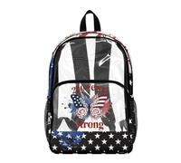 Poceacles Sac à dos transparent avec drapeau américain pour enfants - Sac à dos d'école patriotique en PVC transparent pour le 4 juillet, Imprimé drapeau américain papillon rose, 17", Sac à dos