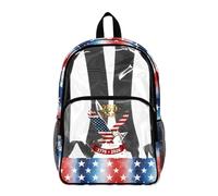 Poceacles Sac à dos transparent de grande capacité en PVC pour enfants - Pour filles et garçons, Eagle 1776-2026 Imprimé drapeau américain, 17", Sac à dos daypack