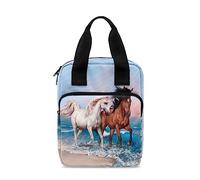 Poceacles Sac de bible avec motif cheval et vagues de mer - Sac de transport pour livres d'église - Sac fourre-tout portable pour homme et femme