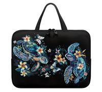 Poceacles Sac pour ordinateur portable de voyage - Étanche - Avec poignée - En néoprène - Pour Netbook/Ultrabook - Tortue de Plumeria bohème
