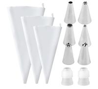 Poche à Douille Premium en Coton avec 6 Douilles en Inox, Set Pâtisserie 30/35/40 cm, Lavable au Lave Vaisselle, Accessoires Décoration Gâteaux Cupcakes Tartes