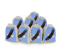 Poche de bouquets en coton et lin épais Poche portable Motif aigle à tête blanche 3D volant Petit sac à fleurs 8 paquets de petites poches de bouquettes, aigle à tête blanche 3D volant, 17 x 12,4 cm,