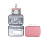 Poche De Voyage Suspendue Trousse de Toilette Voyage étanche et Pliable, avec séparation sèche Humide, Sac Rangement for cosmétiques, Grande capacité(Three Fold-Pink)