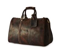 Poche en Laiton (Maroquinerie) Sac de Travail de Week-End en Cuir véritable Utilitaire Classique Docteur Duffel pour Hommes avec bandoulière (Marron foncé)