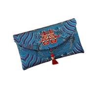 Poche pour argent avec pompon, sac à argent rouge porte-bonheur brodé, mots de bénédiction, enveloppe rouge avec pompon pour cadeaux de fête de printemps (style 9)