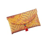 Poche pour argent avec pompon, sac à argent rouge porte-bonheur brodé, mots de bénédiction, enveloppe rouge avec pompon pour cadeaux de fête de printemps (style 13)