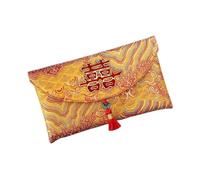 Poche pour argent avec pompon, sac à argent rouge porte-bonheur brodé, mots de bénédiction, enveloppe rouge avec pompon pour cadeaux de fête de printemps (style 15)