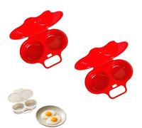 Pocher à œUfs Au Micro-Ondes,Cuiseur Oeuf Micro Ondes,Cuiseurs à œUfs 2pcs | Machine à œufs pochés antiadhésifs, capacité 2 œufs,Plastique PP,Deux Compartiments, œufs-Plat Mollets Durs
