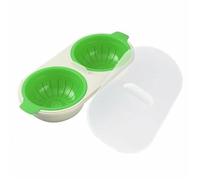 Pocher à œufs au micro-ondes Double tasse, chaudière à œufs vapeur, outils de cuisson au four à micro-ondes --Vert