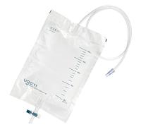 Poches de Nuit Ugo 2L (X10) - Poches de Drainage Urine/Poches de Nuit de Cathéter, Robinet T ou À Levier avec Raccordement sans Coude (Pack de 10) (Ugo 11 - Robinet en T à Usage Unique, Stérile)