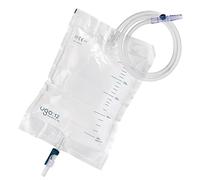Poches de Nuit Ugo 2L (X10) - Poches de Drainage Urine/Poches de Nuit de Cathéter, Robinet T ou À Levier avec Raccordement sans Coude (Pack de 10) (Ugo 12 - Drainage Continu Robinet Levier, Stérile)