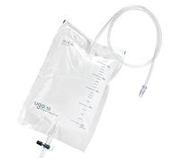 Poches de Nuit Ugo 2L (X10) - Poches de Drainage Urine/Poches de Nuit de Cathéter, Robinet T ou À Levier avec Raccordement sans Coude (Pack de 10) (Ugo 10 - Robinet en T à Usage Unique, non Stérile)
