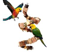Poches de recherche de poche Jouets pour perroquets Jouets à mâcher des oiseaux - Noix d'ananas avec mâcher des oiseaux en bois - Jouets cacatoès, échelles grimpantes,