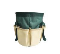 Poches latérales en Tissu Oxford contrasté de Grande capacité, 2 pièces, Autour du Seau Rond, Porte-Outils Jardin, Sacs Rangement(Green)