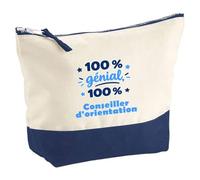 Pochette 100% Génial 100% Conseiller dorientation - Pouch - Idée Pochette Rangement Cadeau Anniversaire Fête Original Famille Travail Départ Collègue Retraite Noël.