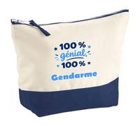 Pochette 100% Génial 100% Gendarme - Pouch - Idée Pochette Rangement Cadeau Anniversaire Fête Original Famille Travail Départ Collègue Retraite Noël.