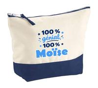 Pochette 100% Génial 100% Moise - Pouch - Idée Pochette Rangement Cadeau Anniversaire Fête Original Famille Travail Départ Collègue Retraite Noël.