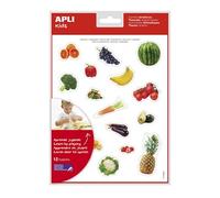 Pochette 12 feuilles gommettes images réalistes enlevable Les légumes