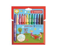 STABILO power max - Feutre de coloriage - Étui carton x 12 feutres pointe large - Coloris assortis