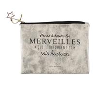 Pochette 20x15 cm CITATION modèle "Merveilles" beige écru